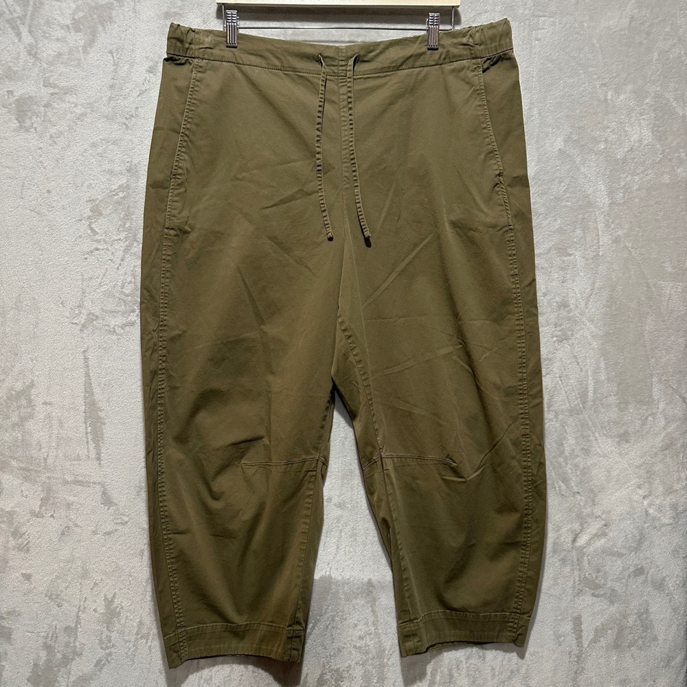 Everlane XXL Easy Barrel Pant Dark Olive Green Organic Cotton Crop Trousers